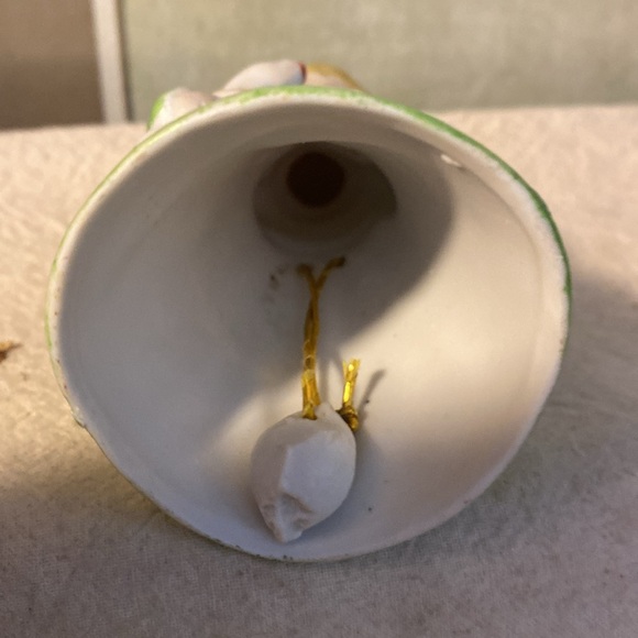 Vintage 1978 Jasco Merri Handcrafted Bisque Porcelain Girl Bunny  Bell - Picture 3 of 3